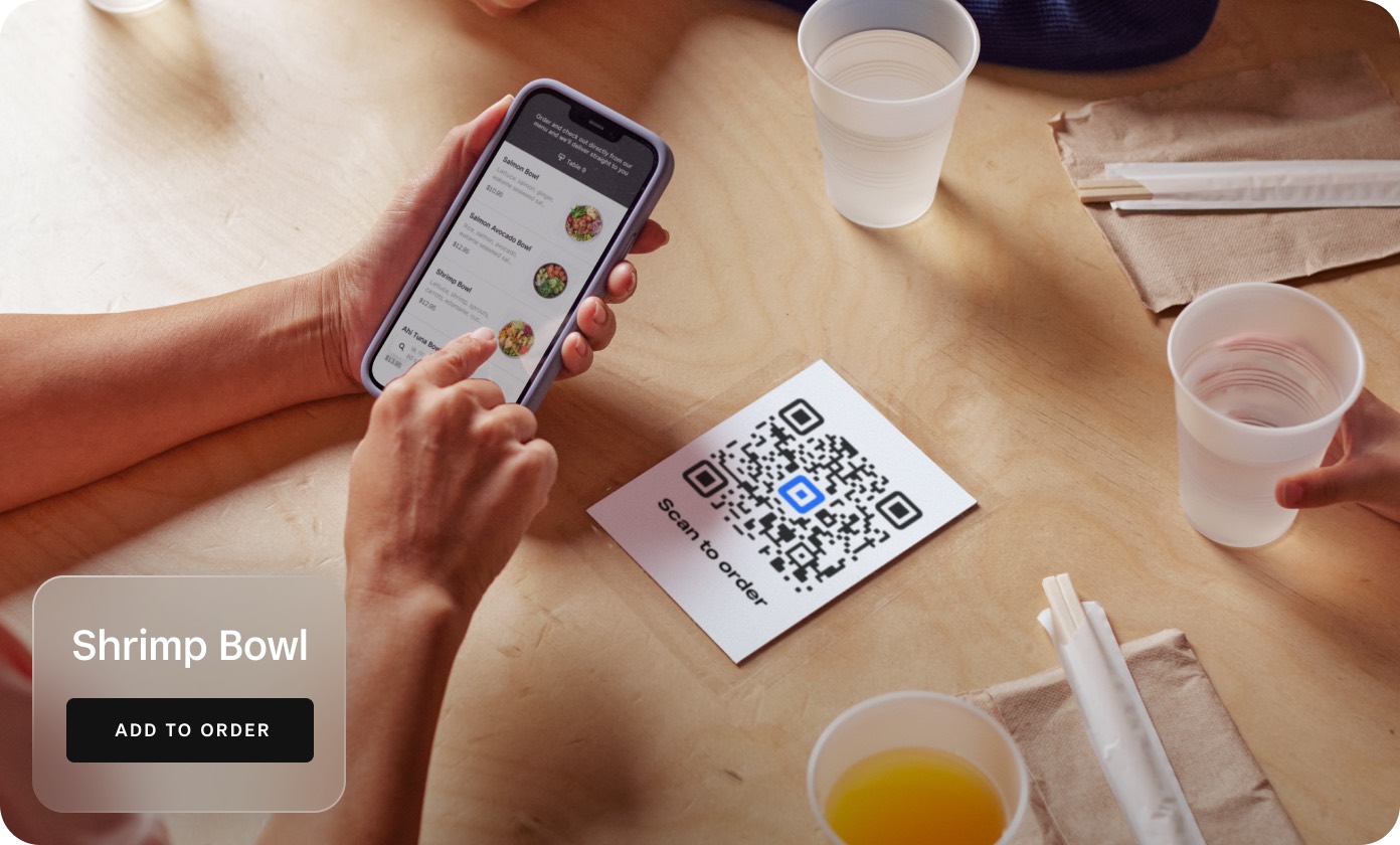 A customer paying on a mobile device
