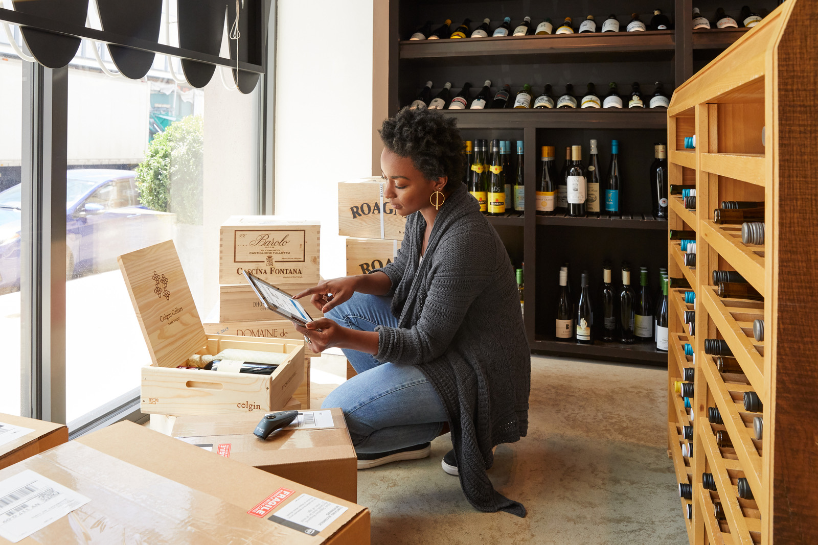 Products on a merchant’s shelves